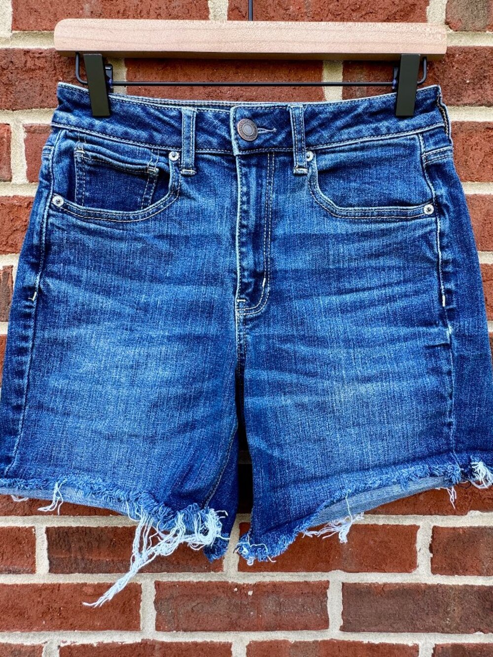 American Eagle Outfitters Denim Shorts Sz 6 Tomgirl Hi Rise Raw Cut Off Hem
